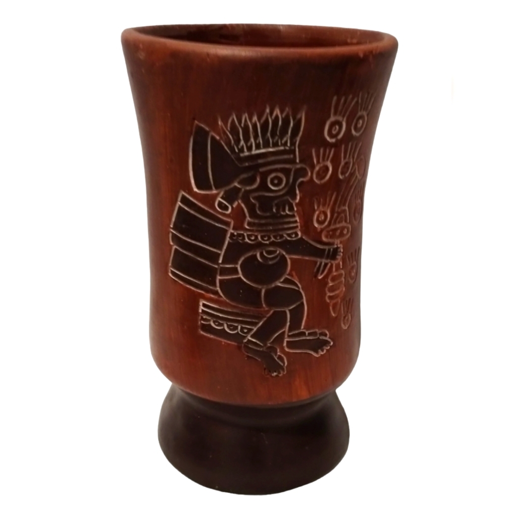 Maya Glyph Terracotta Pottery Vase